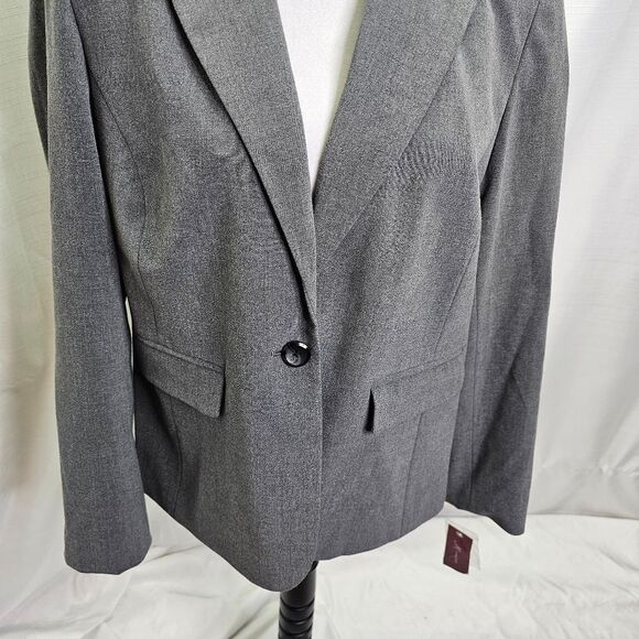 JM Collection Charcoal Gray One Button Blazer Jacket Size 10 - Picture 5 of 11